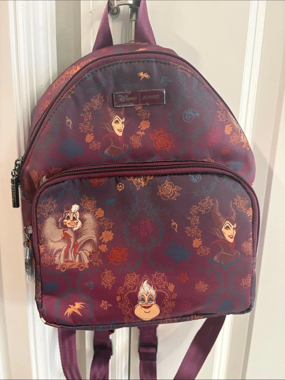 Ju-Ju-Be Plum Disney Villains Mini Backpack with Multicolor Print